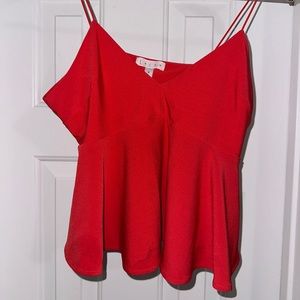 Leith red peplum tank top